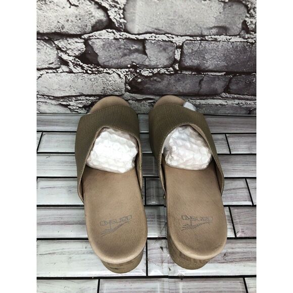 Dansko Maci Taupe Textured Beige Tan Leather Heel Sandals Women Sz 40EU/9.5M US - Picture 5 of 16